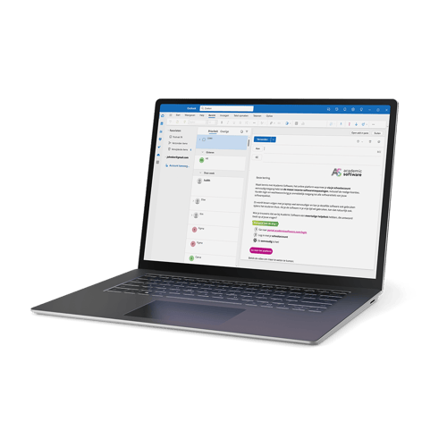 Laptop toont het een voorbeeldmail hoe zich aan te melden