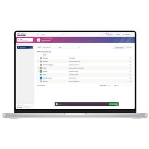 Screenshot van een computer met het AIM-dashboard van Academic Software voor realtime beheer van leerlingenlaptops