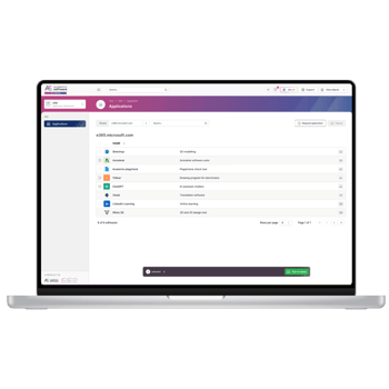 Screenshot of a computer showing Academic Software’s AIM dashboard for real-time student-device management